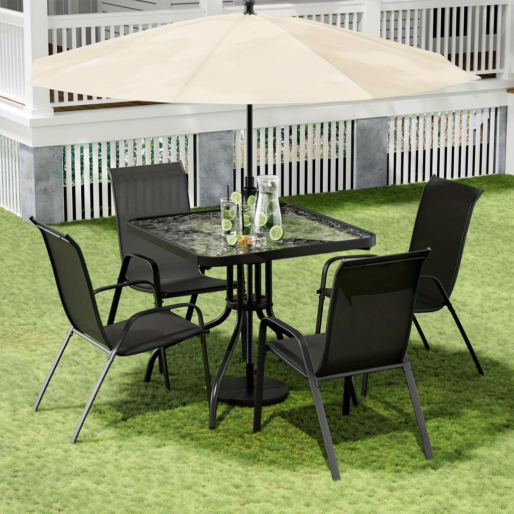 5pcs All-Weather Outdoor Dining Table and Chairs Set - Heavy-Duty Metal Patio Furniture with 30\