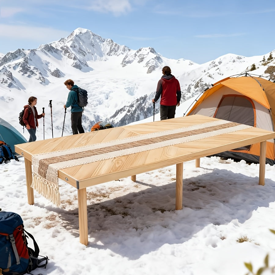 Foldable Beach Picnic Table, 60-inch Low-profile Wooden Portable Bohemian Style Travel Picnic Table, Suitable for Picnics, Beach, BBQ, Camping, Parties, Outdoor Dining, Gardens, And Other Indoor And Outdoor Occasions