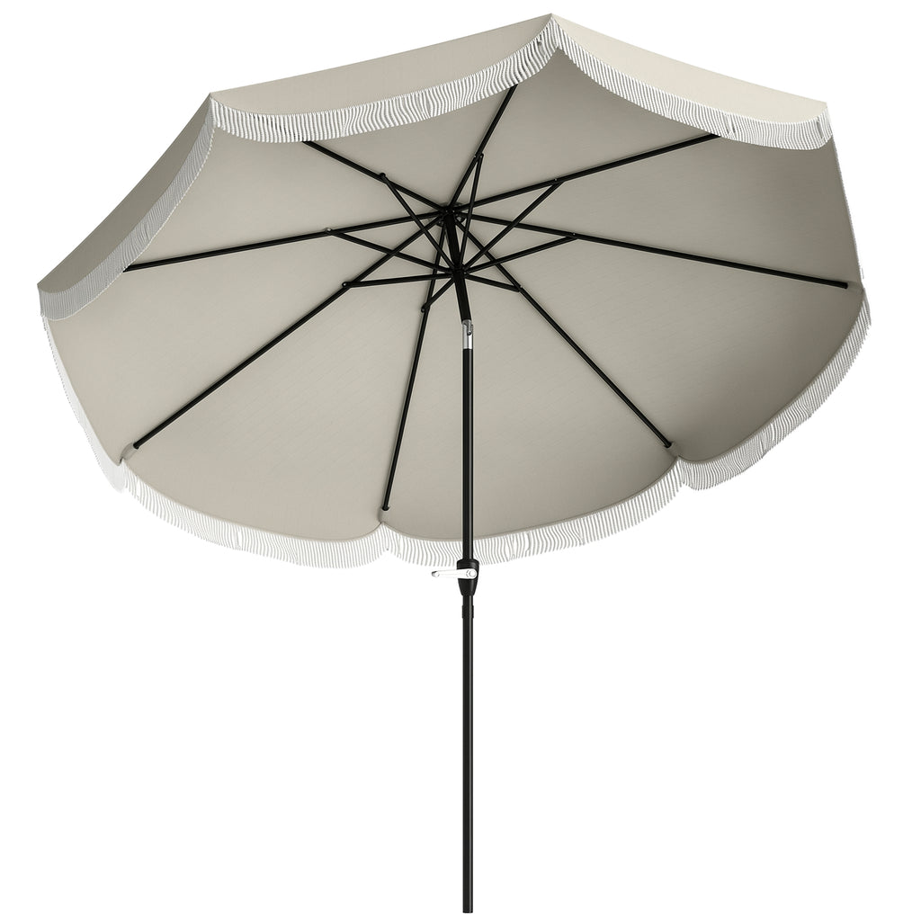 9ft Large Outdoor Patio Umbrella with UPF 30+, Heavy-Duty & 8-Rib Canopy, Manual Tilt & Vented Design - Easy-Curve Pole Lift System for Pool,, Balcony - Light Gray All-Purpose Shade Umbrella (Round