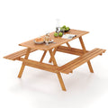 Maxmass 6 Person Picnic Table Set with Patio Table 2 Built-in Benches 2\
