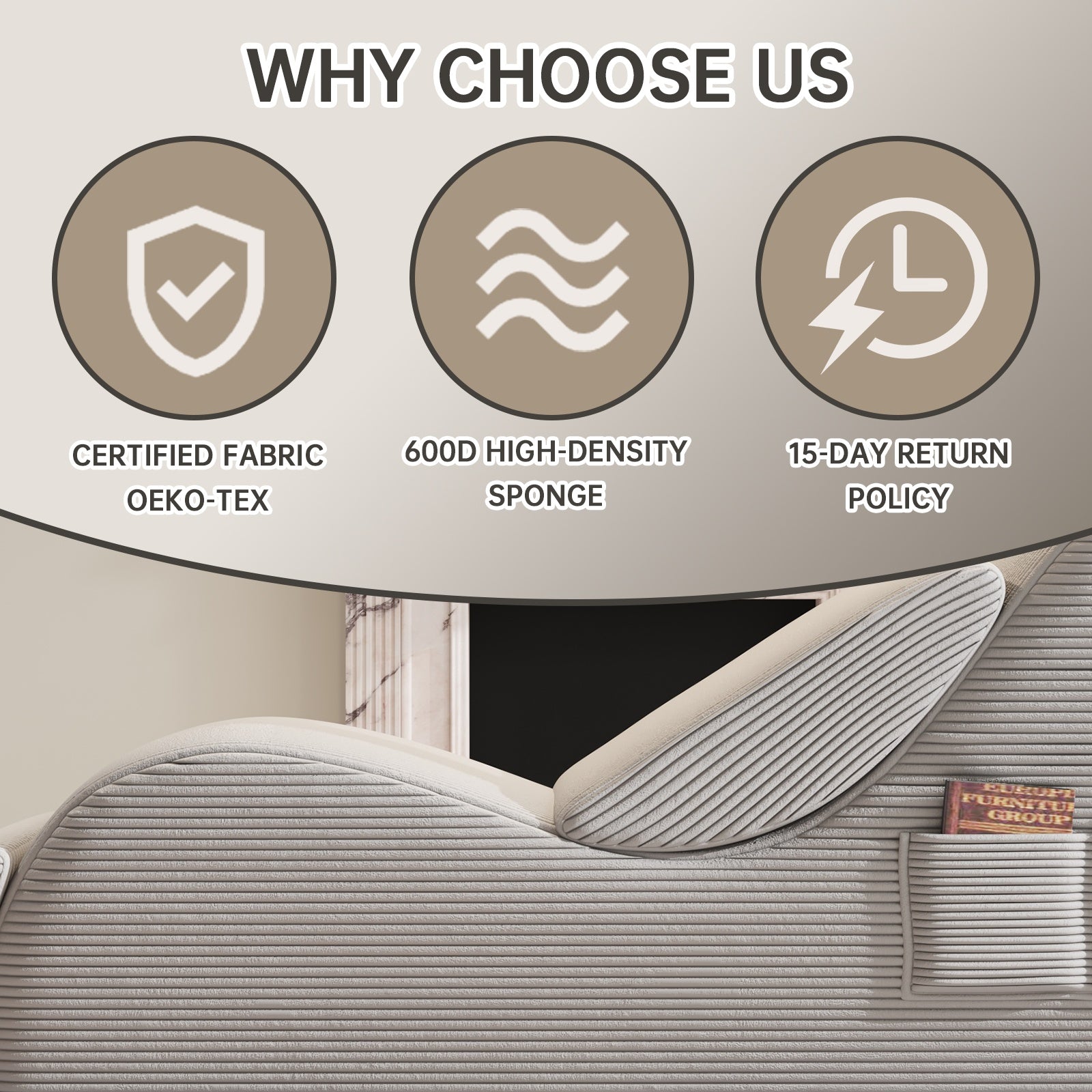 Adults' Ergonomic Yoga Chair with Ottoman - High-Density Foam Boneless Chaise Lounge, Lumbar & Side Pockets - Indoor Stretching Chair for Relaxation, Exercise, for Gym\u002FPilates\u002FStudio - Easy Setup (No Assembly)