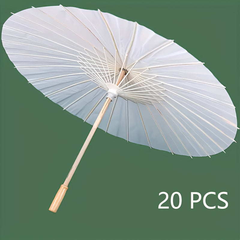 20\u002F10 Pack White Paper Parasol Umbrellas 23inch with 10-Rib Chinese\u002FJapanese Decorative Canopy - DIY Oiled Painting for Wedding, Bridal Party, Photo Shoots - Lightweight Portable Umbrella for Crafts & Events (No Coating)