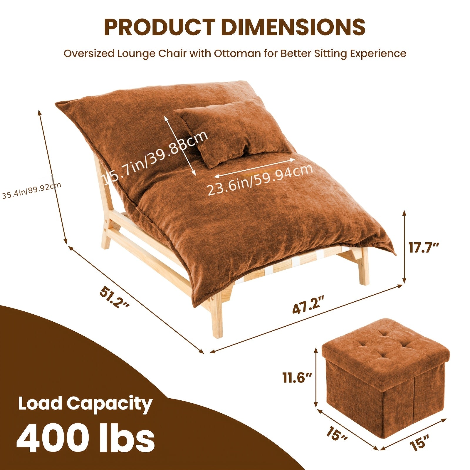 LILYPELLE Oversized Chaise Lounge Chair, Multi-Functional Comfy Upholstered Sleeper Sofas, Comfy Accent Chair with Storage Footrest & Pillow for Living Room, Bedroom & Office