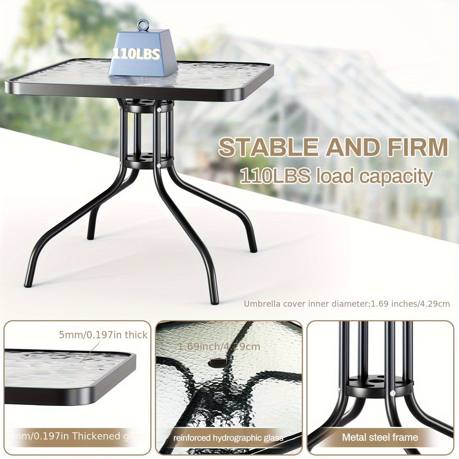 5pcs All-Weather Outdoor Dining Table and Chairs Set - Heavy-Duty Metal Patio Furniture with 30\