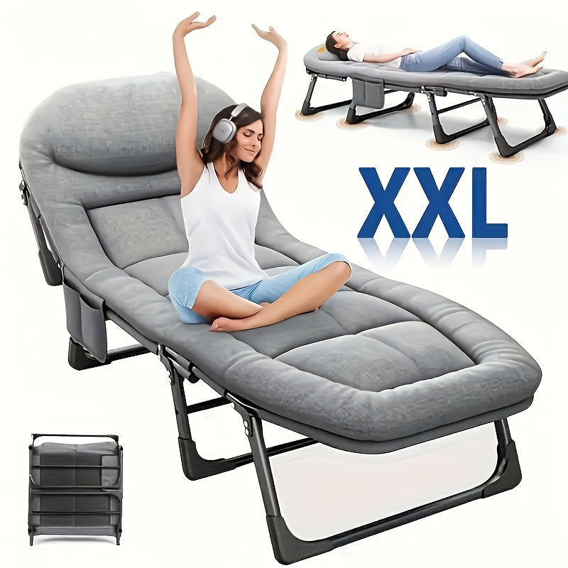 Adjustable 6-Speed Folding Bed for The Courtyard, a Manual Lounge Chair Suitable for Indoor And Outdoor Use, Featuring a Comfortable Ergonomic Design. This Recliner Comes with a Mattress And Is Perfect for Garden Or Terrace Furniture