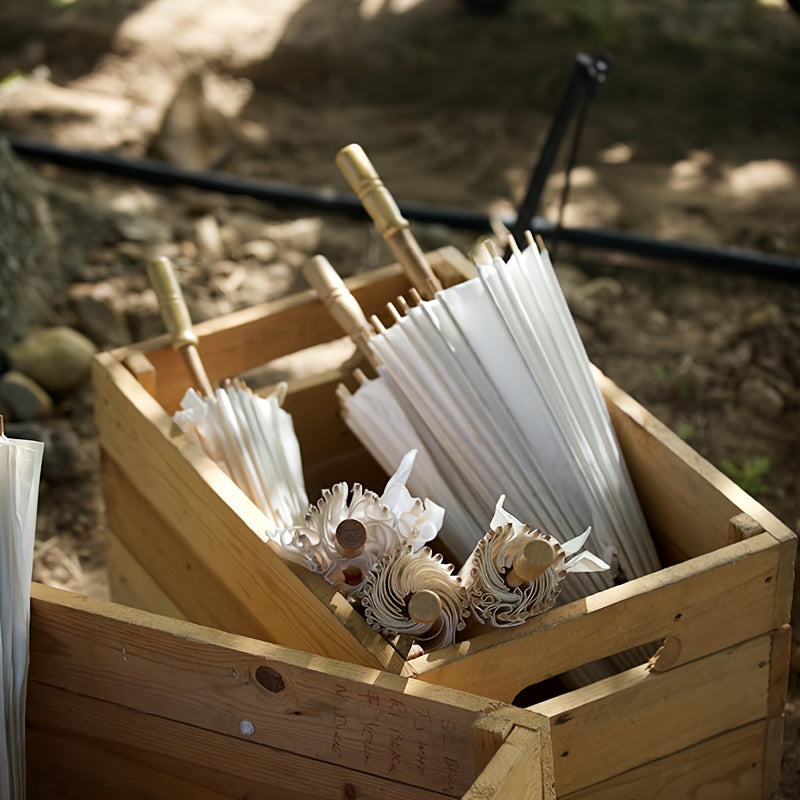 20\u002F10 Pack White Paper Parasol Umbrellas 23inch with 10-Rib Chinese\u002FJapanese Decorative Canopy - DIY Oiled Painting for Wedding, Bridal Party, Photo Shoots - Lightweight Portable Umbrella for Crafts & Events (No Coating)