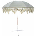 6.5ft Bohemian Macrame Umbrella | Handcrafted Balinese Canopy, Luxurious Outdoor Umbrella for Deck, Patio, Pool Sun Shade and Outdoor Entertaining, Non-woven Fabric