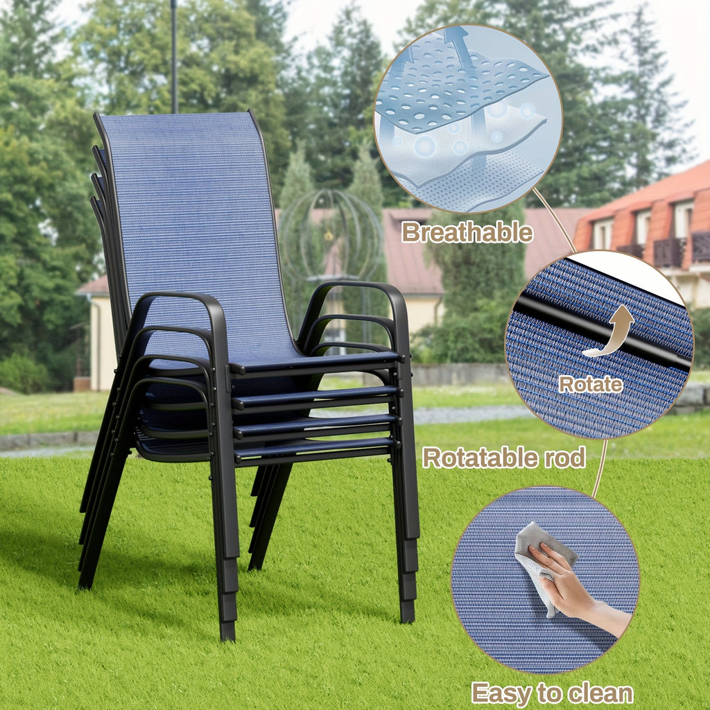 5pcs All-Weather Outdoor Dining Table and Chairs Set - Heavy-Duty Metal Patio Furniture with 30\