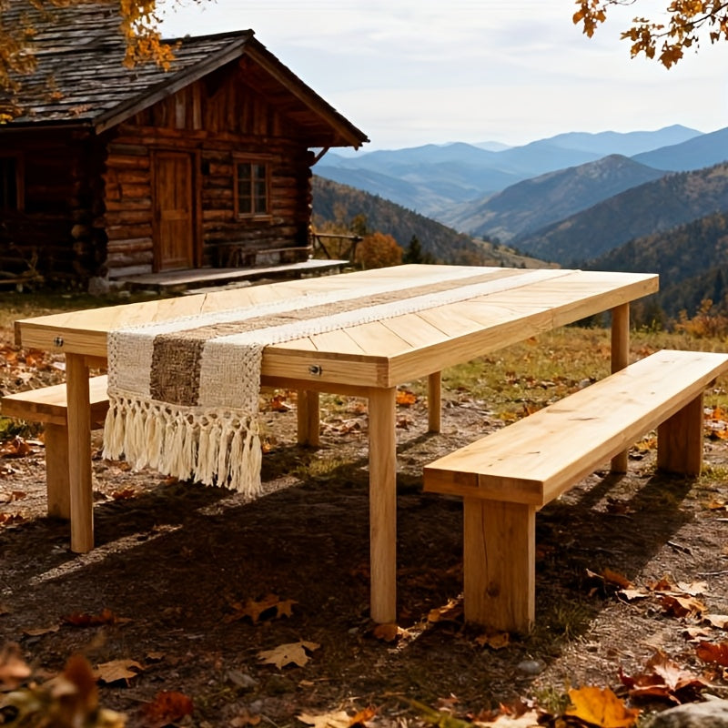 1pc Heavy-Duty Foldable Low-Profile Picnic Table with Tablecloth - 60-Inch Portable Outdoor Table Suitable for Camping, BBQ, Backyard, - Lightweight Foldable with Solid Wood Tabletop & Powder-Coated Frame