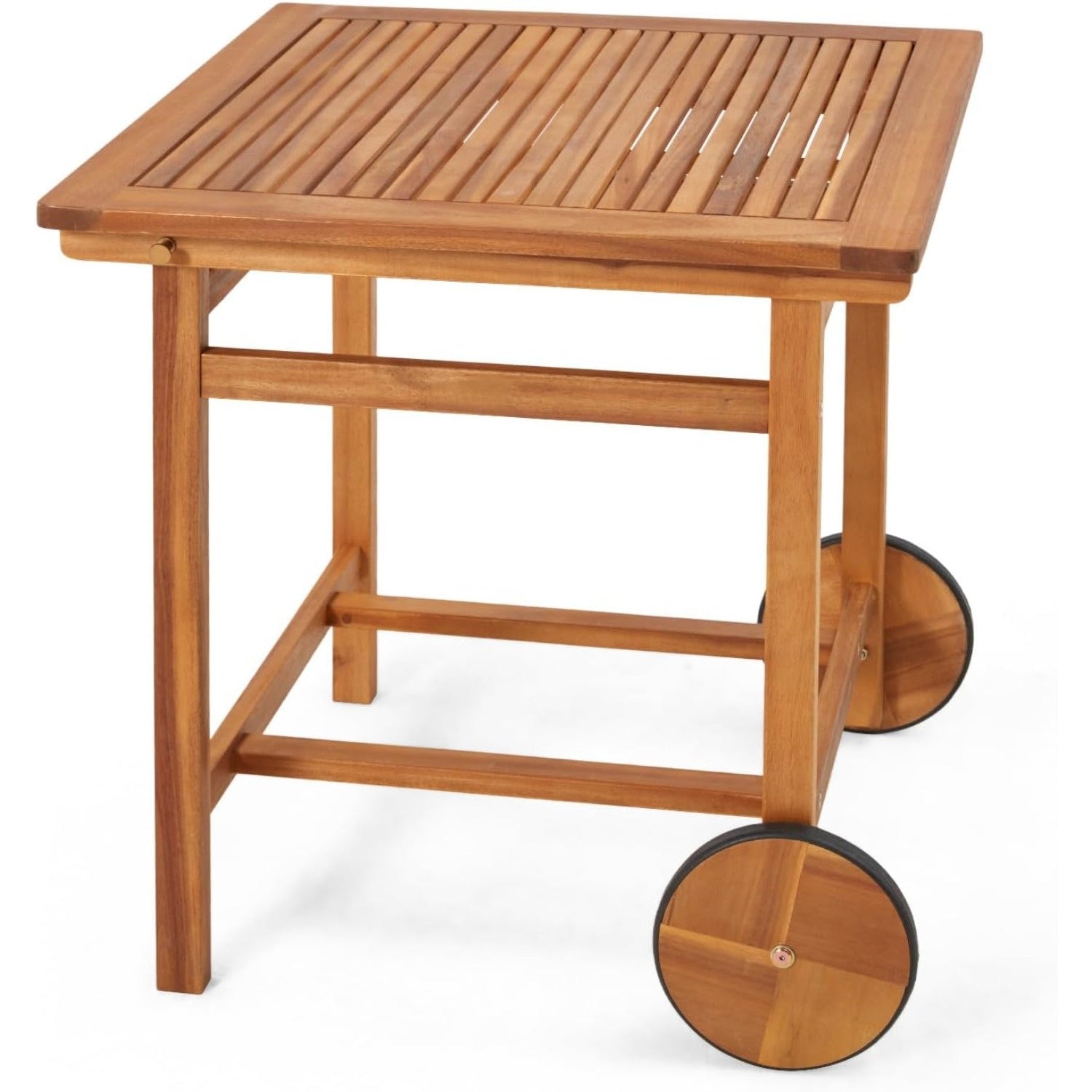 Acacia Wood Outdoor Dining Table for 4, Foldable Top Patio Table with Wheels, Heavy Duty Farmhouse Table for Backyard, Deck, Porch & Poolside