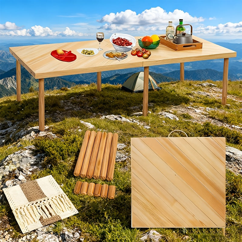 Foldable Beach Picnic Table, 60-inch Low-profile Wooden Portable Bohemian Style Travel Picnic Table, Suitable for Picnics, Beach, BBQ, Camping, Parties, Outdoor Dining, Gardens, And Other Indoor And Outdoor Occasions