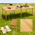 Foldable Beach Picnic Table, 60-inch Low-profile Wooden Portable Bohemian Style Travel Picnic Table, Suitable for Picnics, Beach, BBQ, Camping, Parties, Outdoor Dining, Gardens, And Other Indoor And Outdoor Occasions