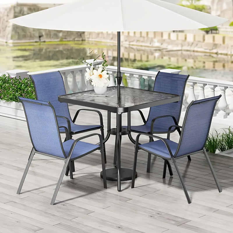 5pcs All-Weather Outdoor Dining Table and Chairs Set - Heavy-Duty Metal Patio Furniture with 30\