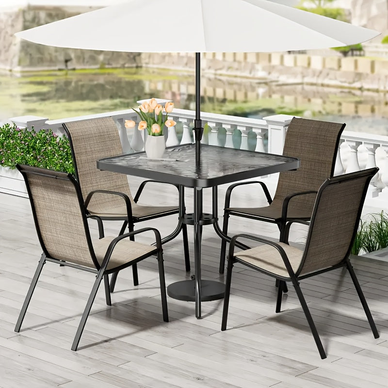 5pcs All-Weather Outdoor Dining Table and Chairs Set - Heavy-Duty Metal Patio Furniture with 30\
