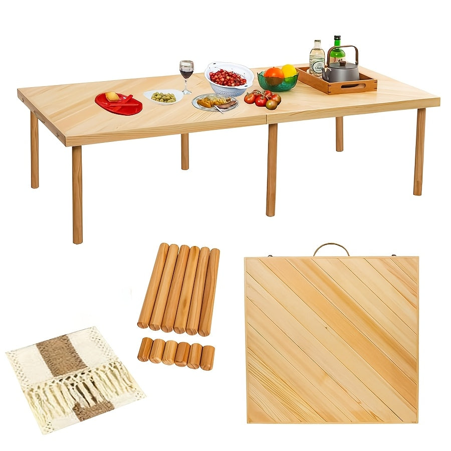 Foldable Beach Picnic Table, 60-inch Low-profile Wooden Portable Bohemian Style Travel Picnic Table, Suitable for Picnics, Beach, BBQ, Camping, Parties, Outdoor Dining, Gardens, And Other Indoor And Outdoor Occasions
