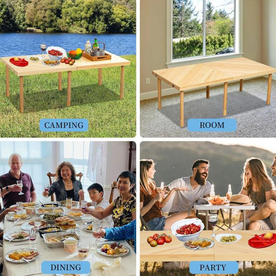 Foldable Beach Picnic Table, 60-inch Low-profile Wooden Portable Bohemian Style Travel Picnic Table, Suitable for Picnics, Beach, BBQ, Camping, Parties, Outdoor Dining, Gardens, And Other Indoor And Outdoor Occasions