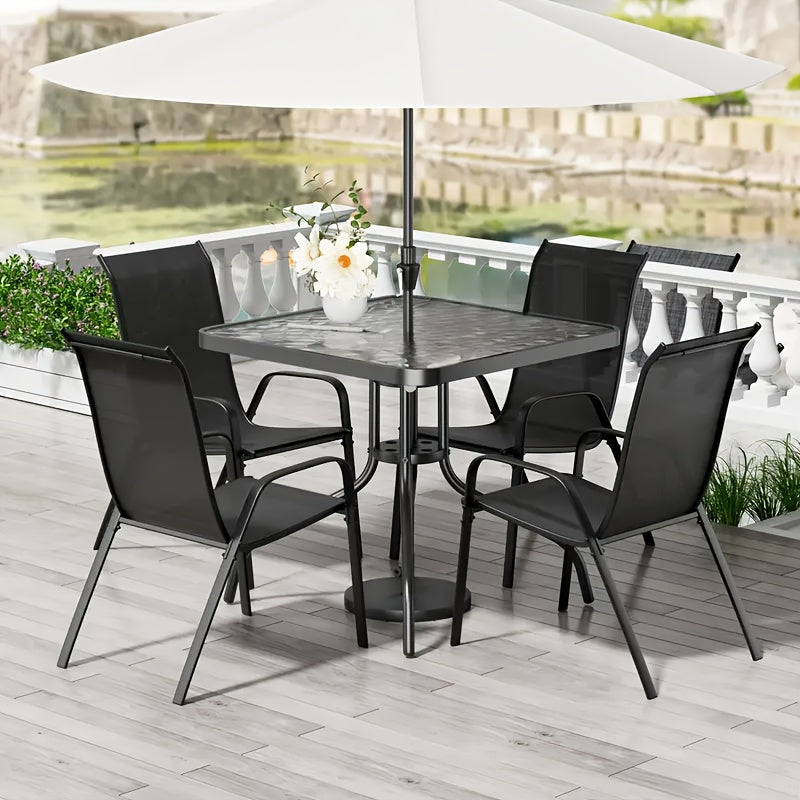 5pcs All-Weather Outdoor Dining Table and Chairs Set - Heavy-Duty Metal Patio Furniture with 30\