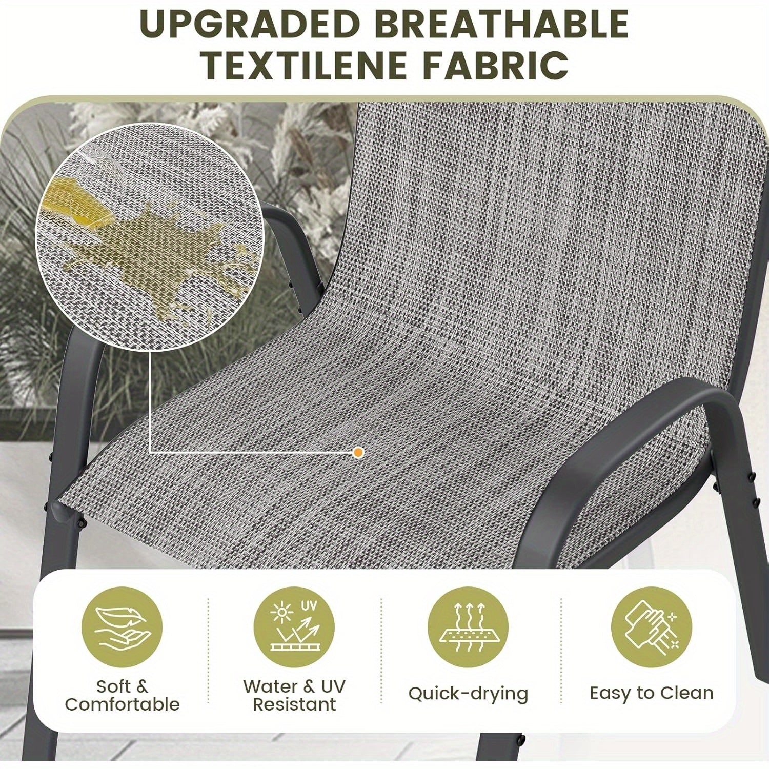 Patio Dining Set For 5, Outdoor Table And Chairs Set With Textured Glass Table, 4 Stackable Patio Chairs, Outdoor Furniture Set For Deck Garden Backyard Lawn Poolside