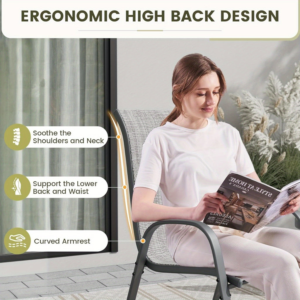 Patio Dining Set For 5, Outdoor Table And Chairs Set With Textured Glass Table, 4 Stackable Patio Chairs, Outdoor Furniture Set For Deck Garden Backyard Lawn Poolside