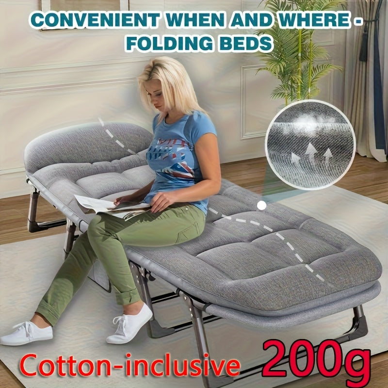 Adjustable 6-Speed Folding Bed for The Courtyard, a Manual Lounge Chair Suitable for Indoor And Outdoor Use, Featuring a Comfortable Ergonomic Design. This Recliner Comes with a Mattress And Is Perfect for Garden Or Terrace Furniture