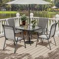 Patio Dining Set For 5, Outdoor Table And Chairs Set With Textured Glass Table, 4 Stackable Patio Chairs, Outdoor Furniture Set For Deck Garden Backyard Lawn Poolside