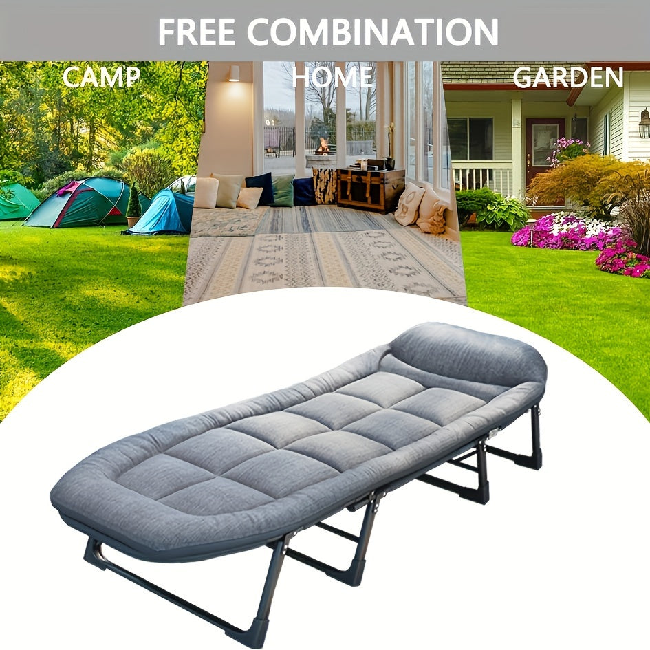 Adjustable 6-Speed Folding Bed for The Courtyard, a Manual Lounge Chair Suitable for Indoor And Outdoor Use, Featuring a Comfortable Ergonomic Design. This Recliner Comes with a Mattress And Is Perfect for Garden Or Terrace Furniture