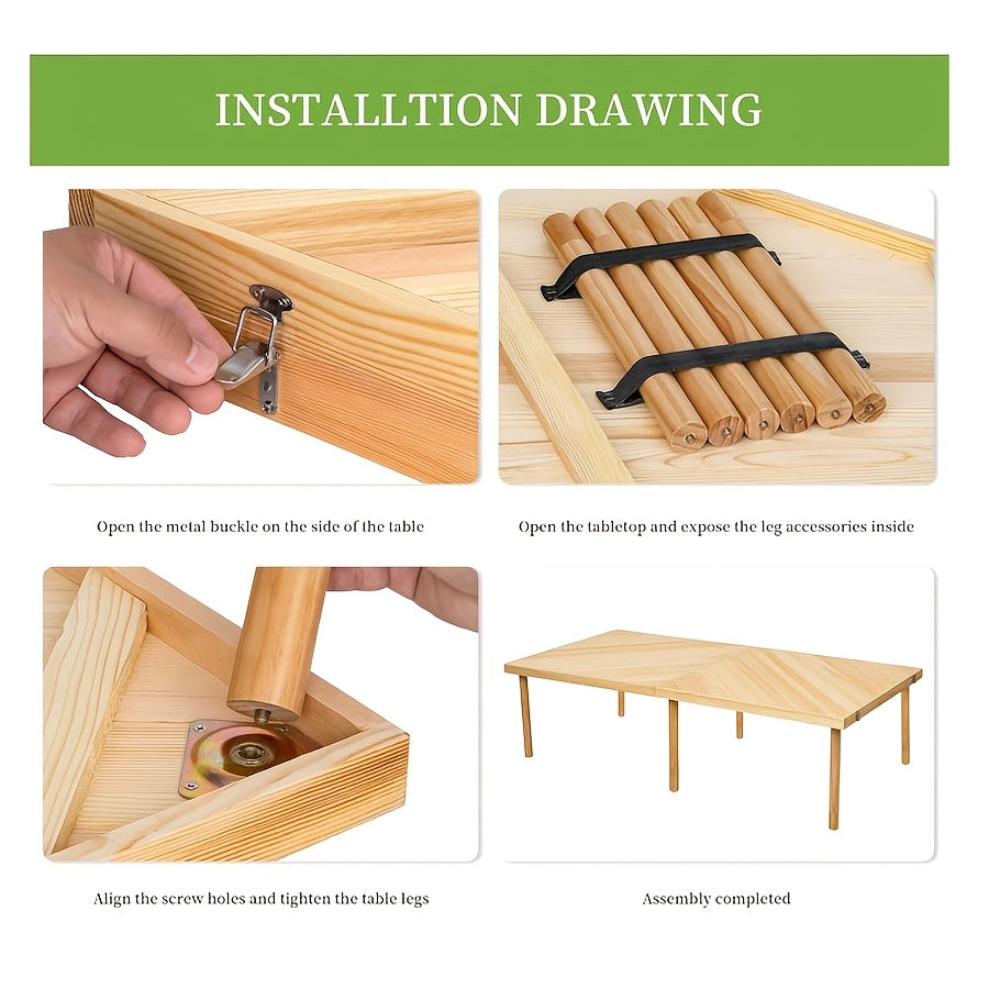 Foldable Beach Picnic Table, 60-inch Low-profile Wooden Portable Bohemian Style Travel Picnic Table, Suitable for Picnics, Beach, BBQ, Camping, Parties, Outdoor Dining, Gardens, And Other Indoor And Outdoor Occasions