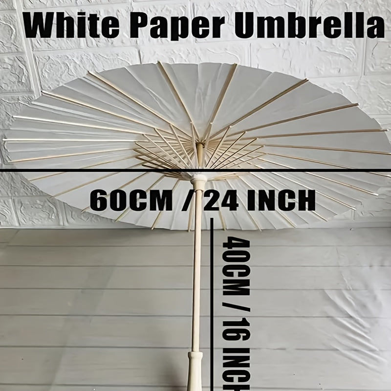 20\u002F10 Pack White Paper Parasol Umbrellas 23inch with 10-Rib Chinese\u002FJapanese Decorative Canopy - DIY Oiled Painting for Wedding, Bridal Party, Photo Shoots - Lightweight Portable Umbrella for Crafts & Events (No Coating)