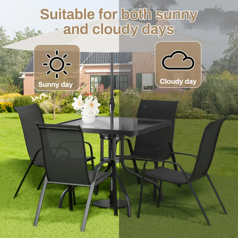 5pcs All-Weather Outdoor Dining Table and Chairs Set - Heavy-Duty Metal Patio Furniture with 30\