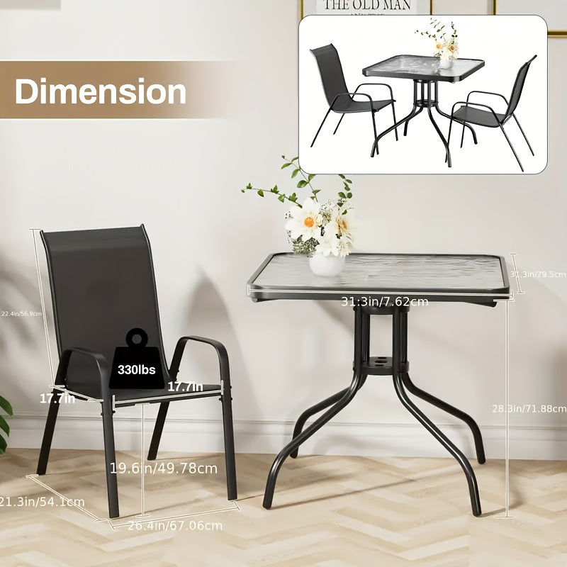 5pcs All-Weather Outdoor Dining Table and Chairs Set - Heavy-Duty Metal Patio Furniture with 30\